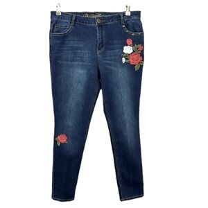One Republic For All Jeans Size 12 Skinny Ankle Floral Embroidered